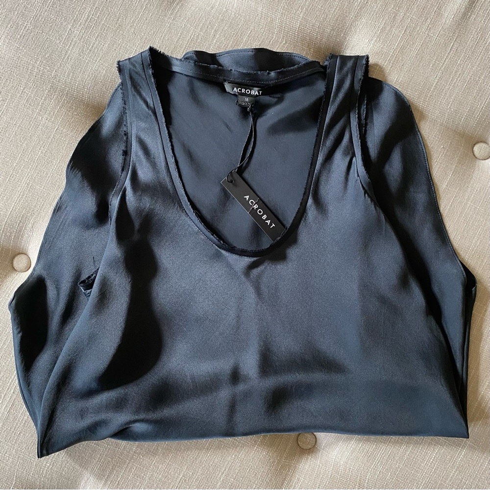 Acrobat Silk Raw Hem Tank NWT